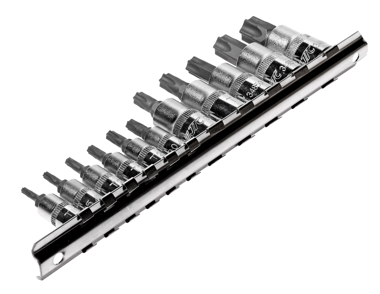 Набор головок торцевых 1/4"-3/8" TORX Т10Н-Т60Н с отверстием 11 предметов JTC JTC-3902