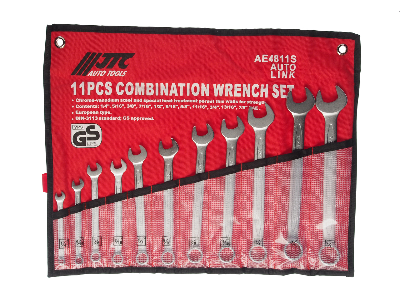 Набор ключей комбинированных 1/4”-7/8” 11 предметов в планшете JTC JTC-AE4811S