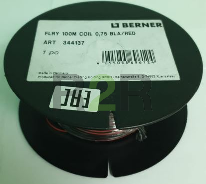 Провода FLY с одиночной изоляцией черный с красной полосой 0,75  BERNER
