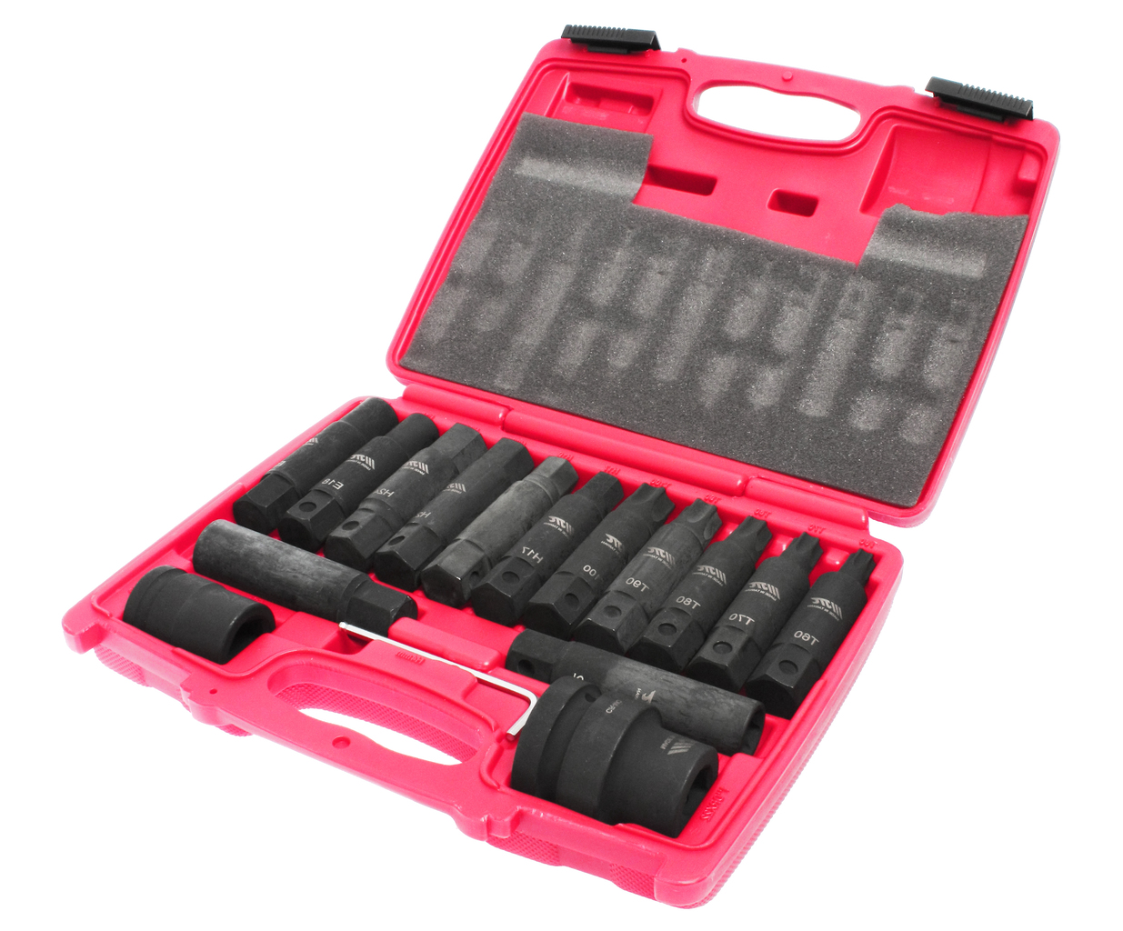 Набор бит 3/4" SPLINE Е18-24, TORX Т60-100, HEX Н17-24 ударных с держат. 3/4", 1" 107мм 16 пр. JTC JTC-J616C