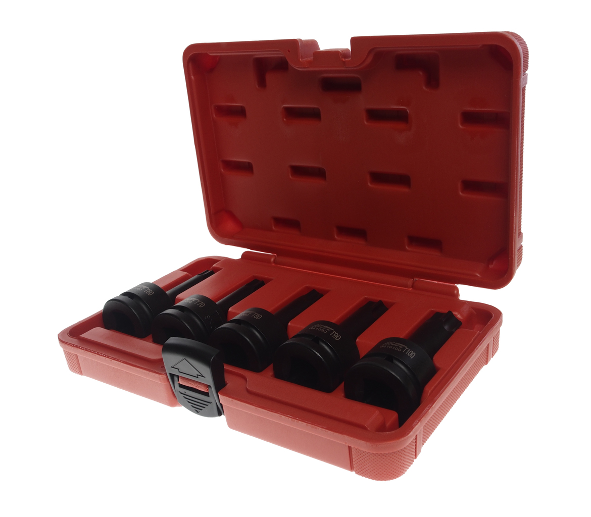 Набор головок ударных TORX 3/4" 5 шт.(T60,T70,T80,T90,T100) L=100мм в кейсе JTC JTC-J605T